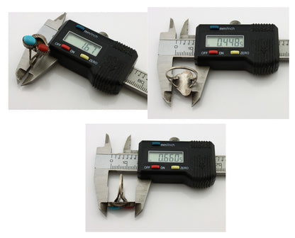 Navajo Handmade Ring 925 Silver Turquiose & Coral Native American Artist C.80's