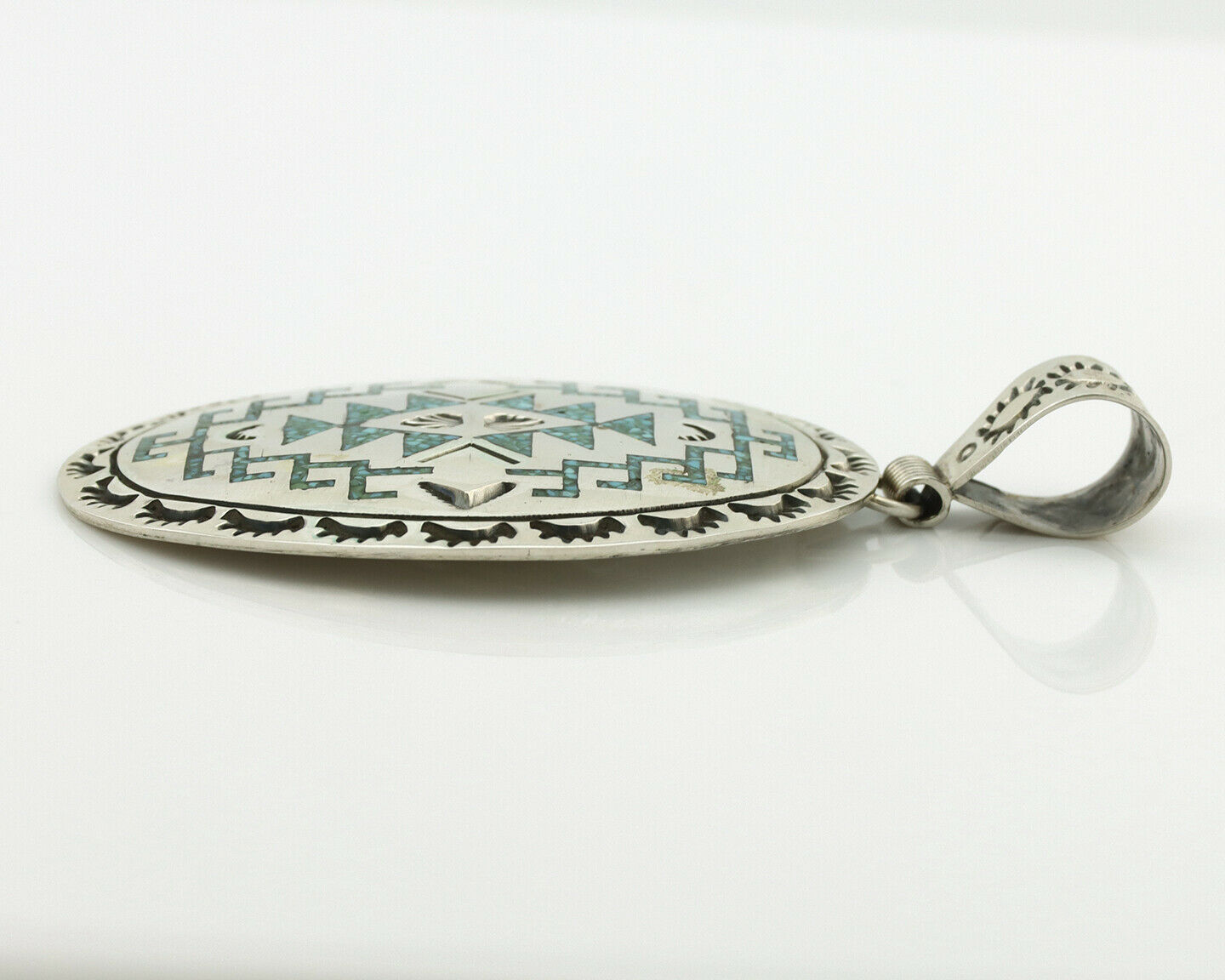 Navajo Necklace .925 Silver Kingman Turquoise Stanley Bain C.80's