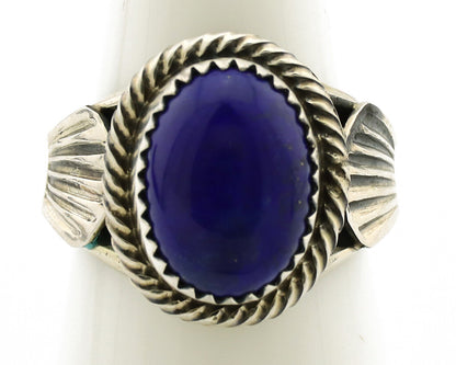 Navajo Ring 925 Silver Natural Handmade Natural Lapis Native American Artist C80