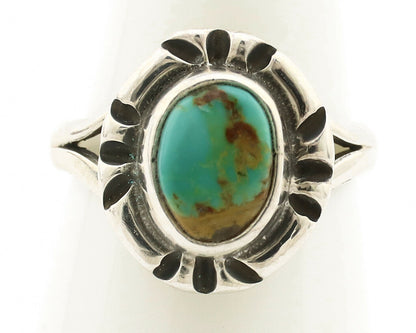 Navajo Ring .925 Silver Kingman Turquoise Artist Signed Gecko C.90's