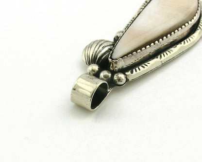 Navajo Pendant .925 Silver Real Natural Pink Mussel Signed Yazzie C.80's