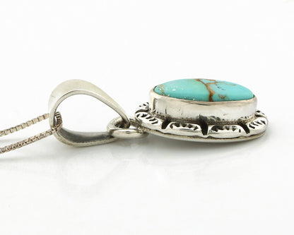 Navajo Necklace 925 Silver Kingman Turquoise Artist Signed Gecko C.80's