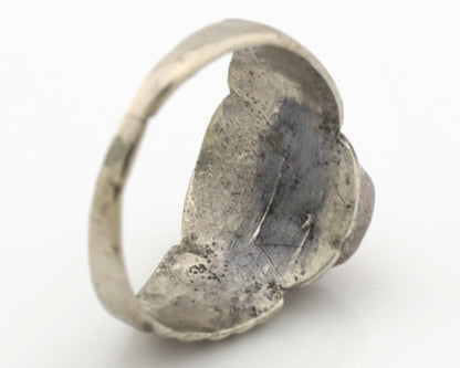 Zuni Ring .925 Silver Natural Turquoise & Coral Native American Artist C.1980's