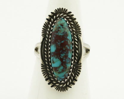 Navajo Ring .925 Silver Spiderweb Turquoise Artist Signed M C.90's