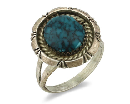 Navajo Ring 925 Silver Spiderweb Turquoise Signed C Montoya & TI C.80's