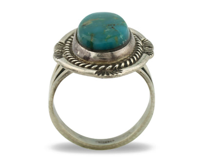 Navajo Ring .925 Silver Kingman Turquoise Signed M Begay C.1980's