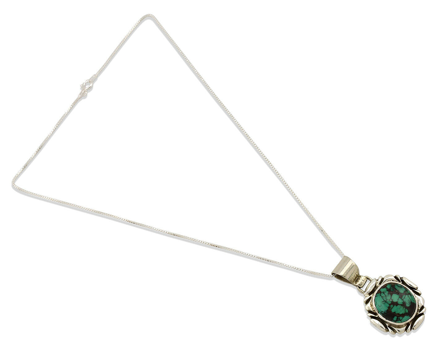 Navajo Necklace .925 Silver Spiderweb Turquoise Signed Sun C.80's