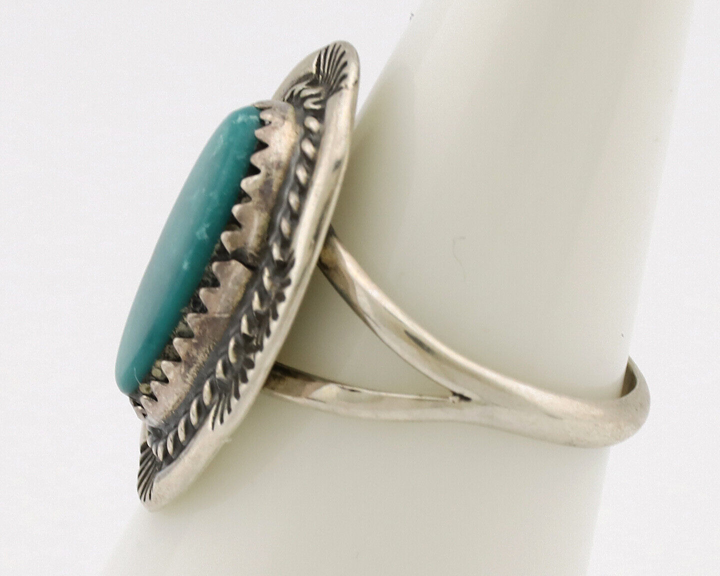 Navajo Ring .925 Silver Turquoise Mountain Native American Artist C.1980's