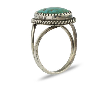 Navajo Handmade Ring 925 Silver Kingman Turquoise Artist Signed MC C.80's