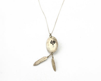 Navajo Pendant .925 Silver Turquoise & Coral Artist Signed ES C.80's