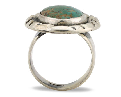 Men's Navajo Ring 925 Silver Kingman Turquoise Native Artist Signed C Montoya