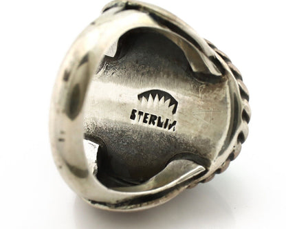 Navajo Handmade Ring 925 Silver Blue Turquoise Signed Native Artist C.80's