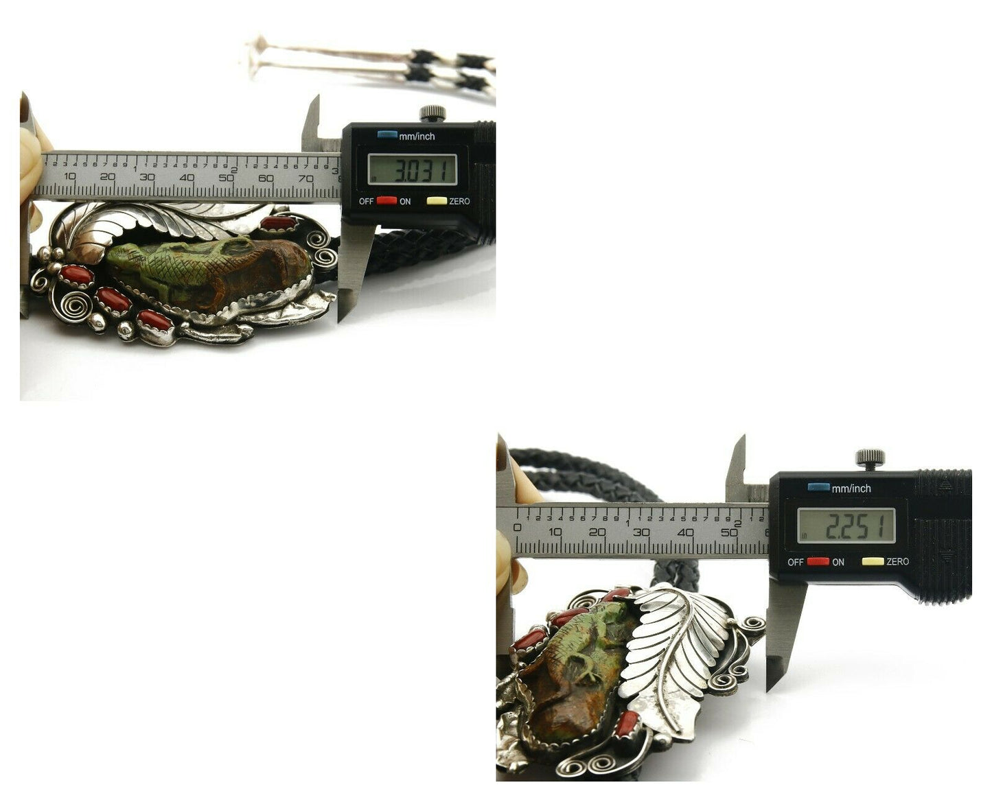 Navajo Turquoise Bolo Tie .925 Silver Handmade C.80's Turquoise Signed Gomez