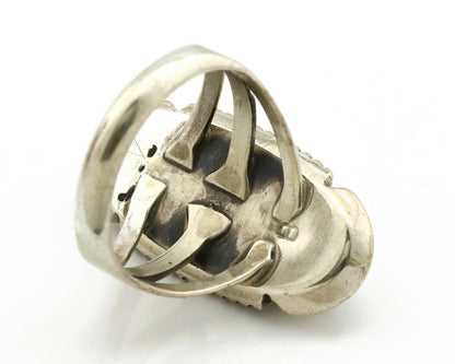 Navajo Ring .925 Silver Spiderweb Native American Artist Signed B C.1980's