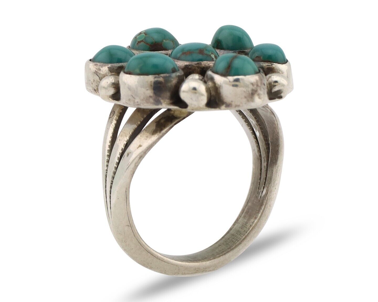 Navajo Ring .925 Silver Natural Blue Turquoise Artist Signed LP C.80's
