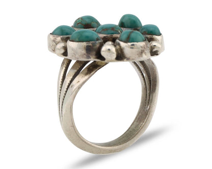 Navajo Ring .925 Silver Natural Blue Turquoise Artist Signed LP C.80's