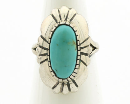 Navajo Ring .925 Silver Natural Mined Turquoise Artist Signed M Montoya C.80's