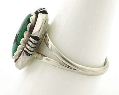 Navajo Ring .925 Silver Spiderweb Turquoise Handmade Native American Artist C80s