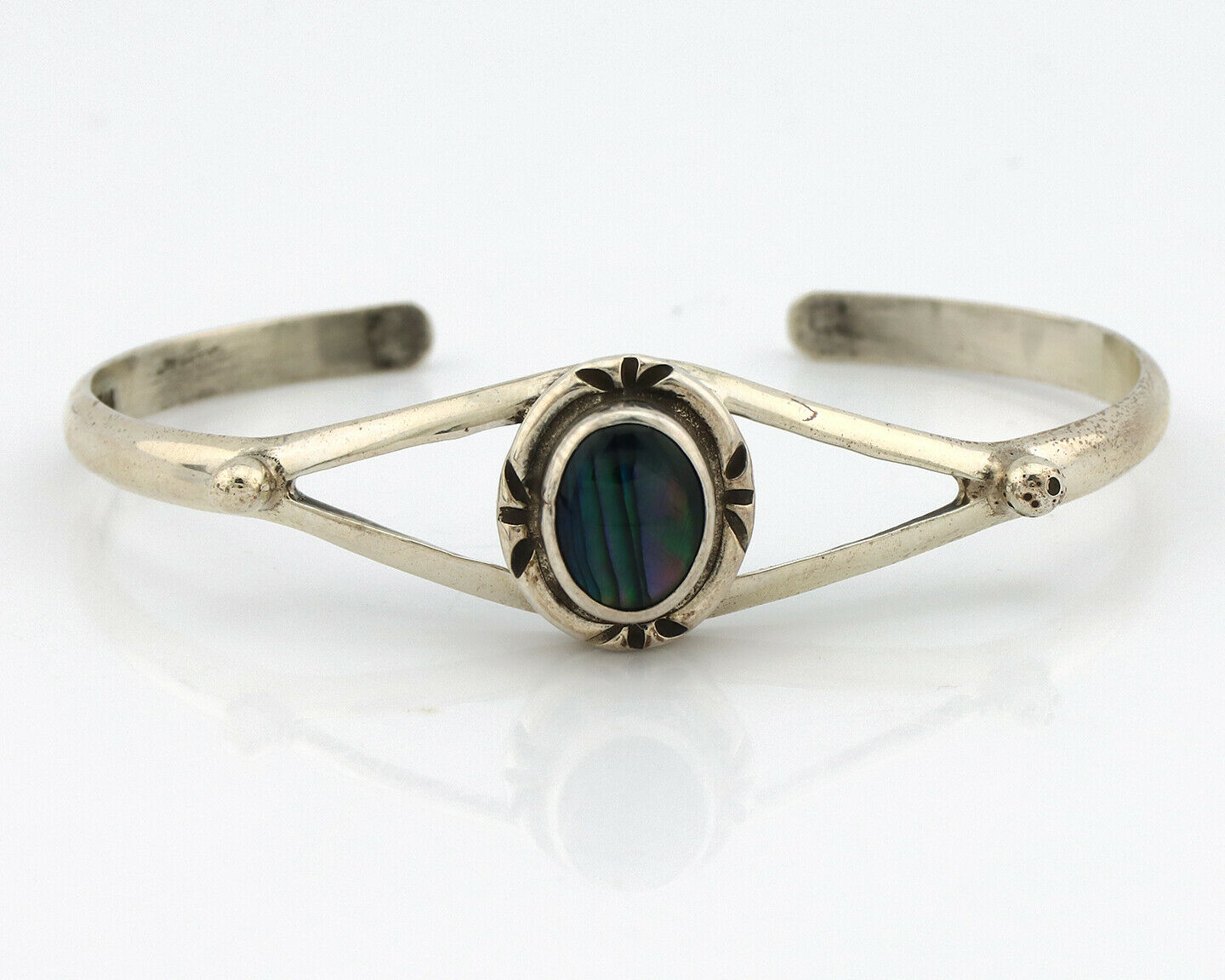 Navajo Bracelet .925 Silver Abalone Native American Artist C.90's