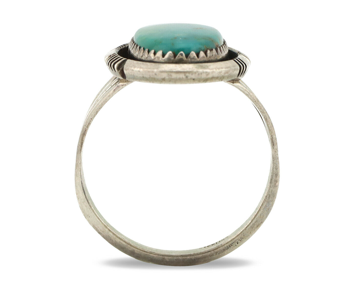 Navajo Ring .925 Silver Aqua Turquoise Native American Artist C.1980's
