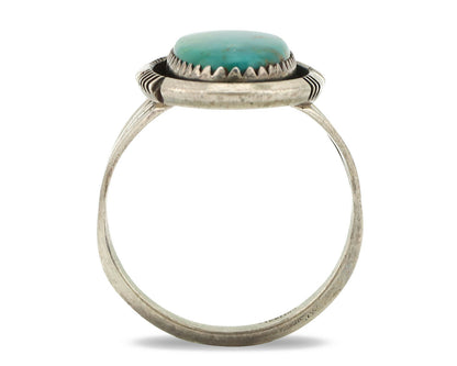 Navajo Ring .925 Silver Aqua Turquoise Native American Artist C.1980's
