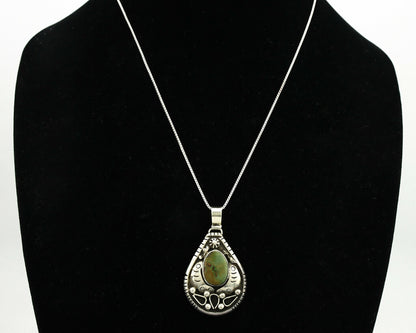 Navajo Necklace .925 Silver Manassas Turquoise Signed Tepee C.1980's