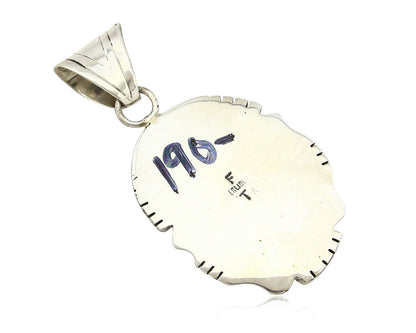 Navajo Pendant .925 Silver Blue Turquoise Signed Artist FT C.80's