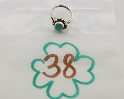 Navajo Ring .925 Silver Kingman Turquoise Artist Signed Gecko C.90's