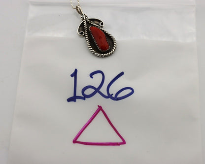 Navajo Necklace 925 Silver Red Medterranean Signed Josephine Rojas C.80's
