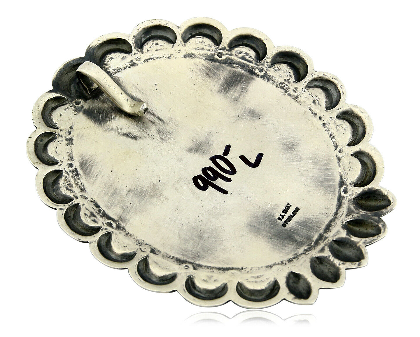 Navajo Morenci Turquoise Pendant .925 Silver Artist Paul J Begay C.80's