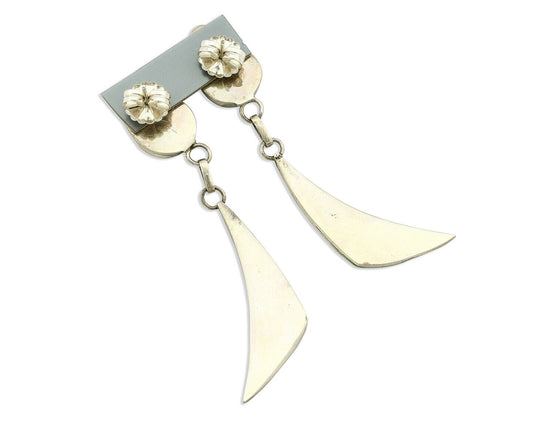 Navajo Earrings .925 Silver Natural Turquoise Native American Artist C.80's