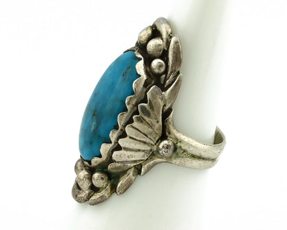 Navajo Ring .925 Silver Natural Blue Turquoise Artist Signed SC C.80's