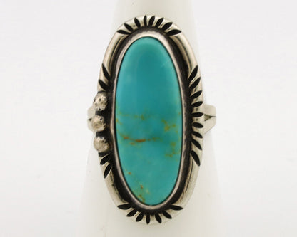 Navajo Ring .925 Silver Nevada Turquoise Native American Artist C.1980's