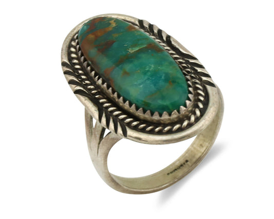 Navajo Ring .925 Silver Kingman Turquoise Artist Native American C.1980's