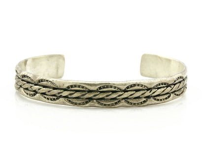 Navajo Bracelet .925 Silver Handmade Hand Stamped Signed Artist C Montoya C.80s