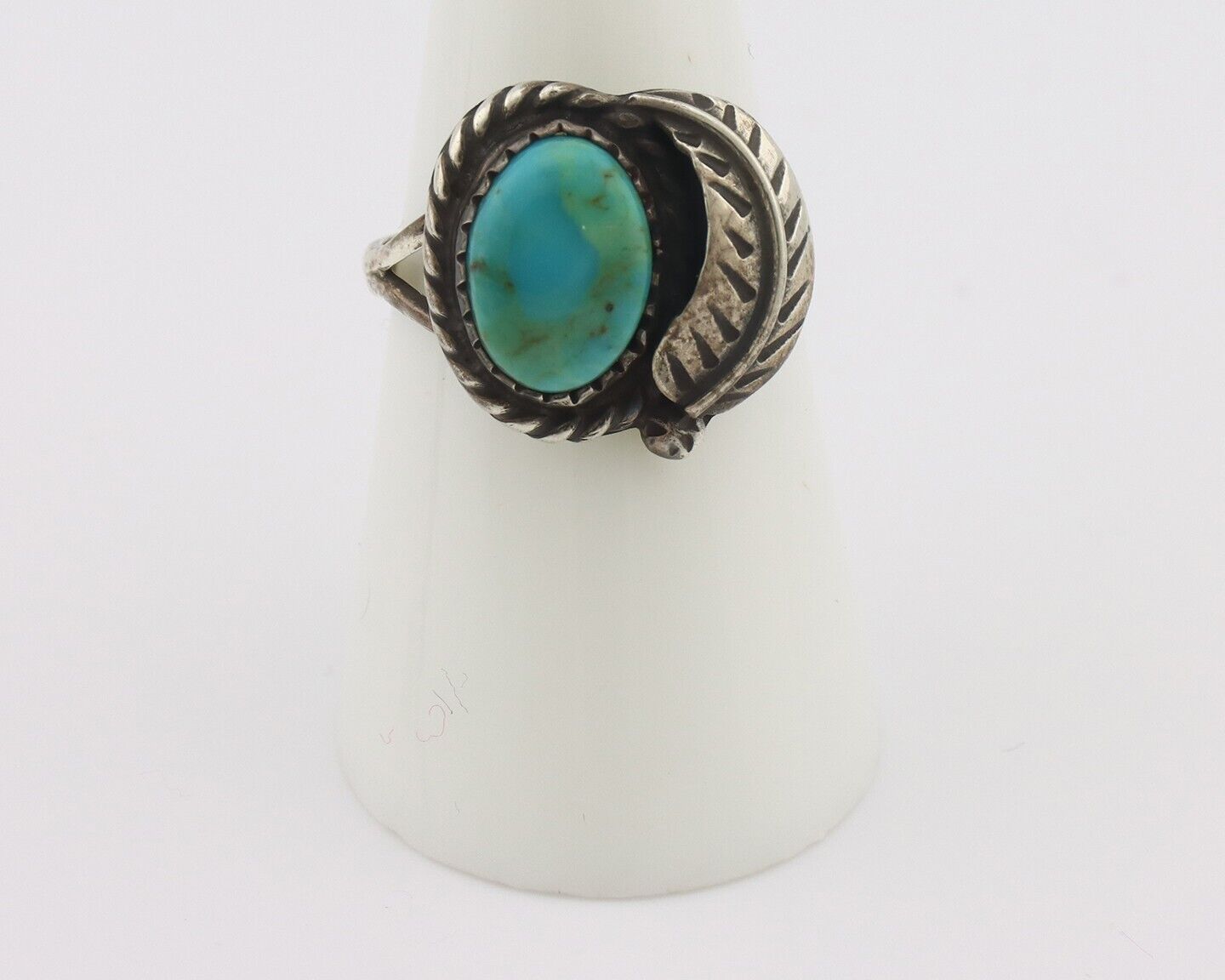 Navajo Handmade Ring 925 Silver Kingman Turquoise Native Artist C.80's