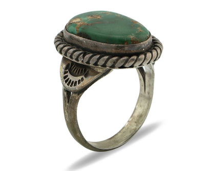 Navajo Ring .925 Silver Manassas Turquoise Native Artist Signed C.80's