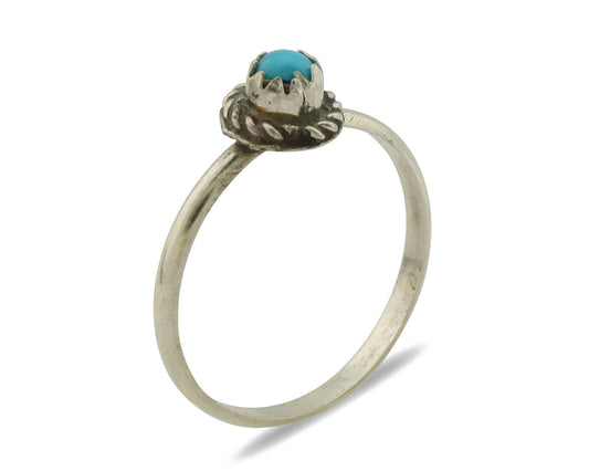Navajo Ring .925 Silver Blue Turquoise Size 5.0 Native Artist C.1980s