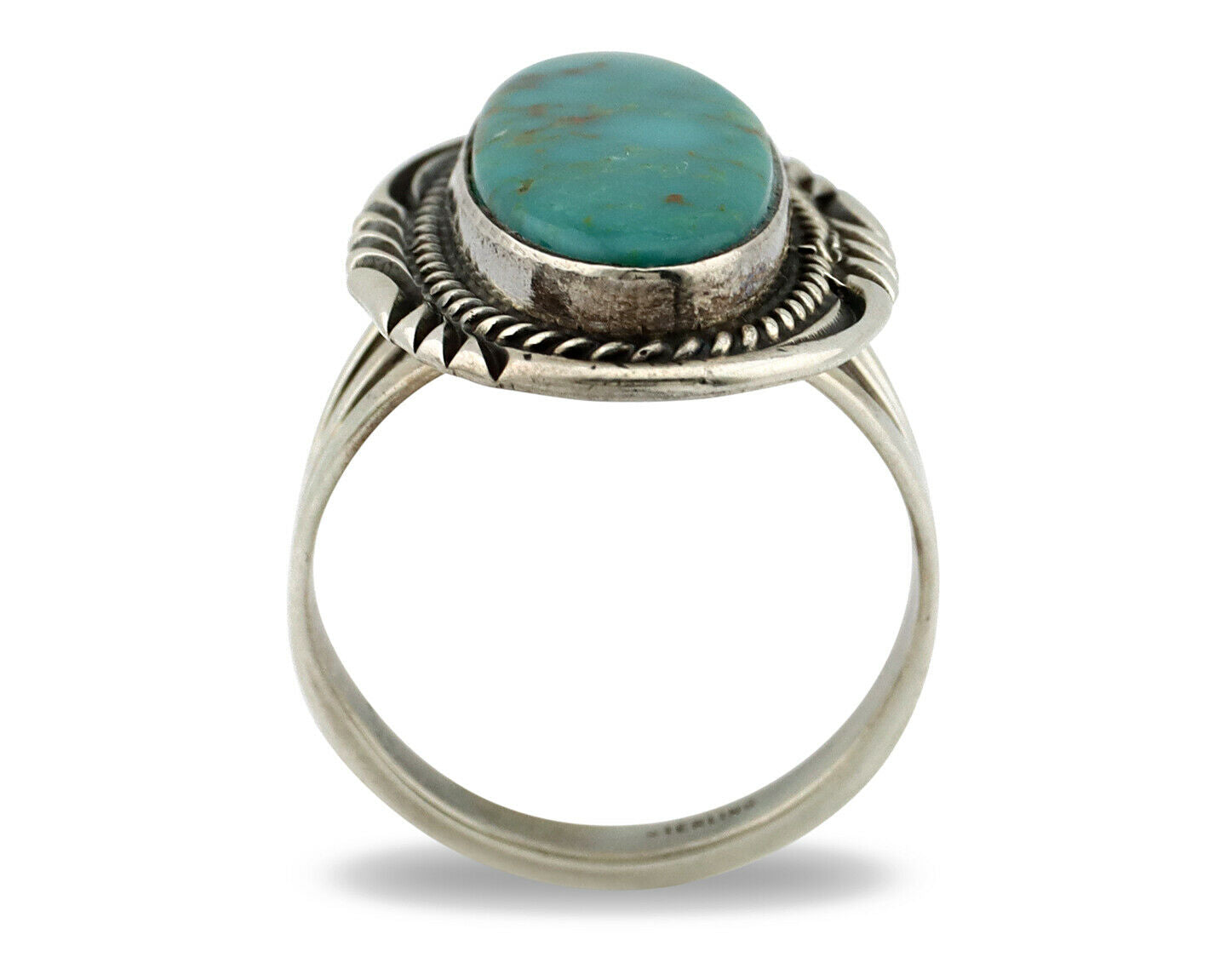 Navajo Ring .925 Silver Kingman Turquoise Native American Artist C.80's