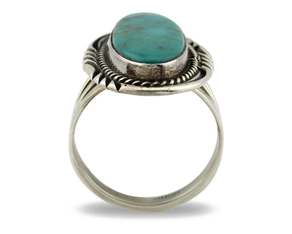 Navajo Ring .925 Silver Kingman Turquoise Native American Artist C.80's