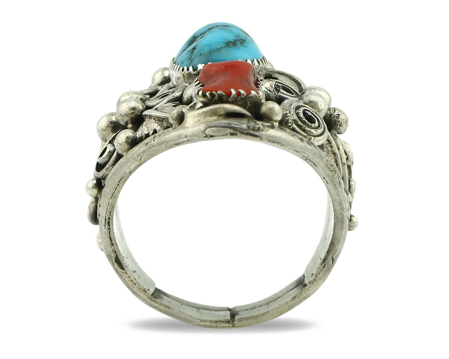 Navajo Ring .925 Silver Natural Blue Turquoise Native American Artist C.80's
