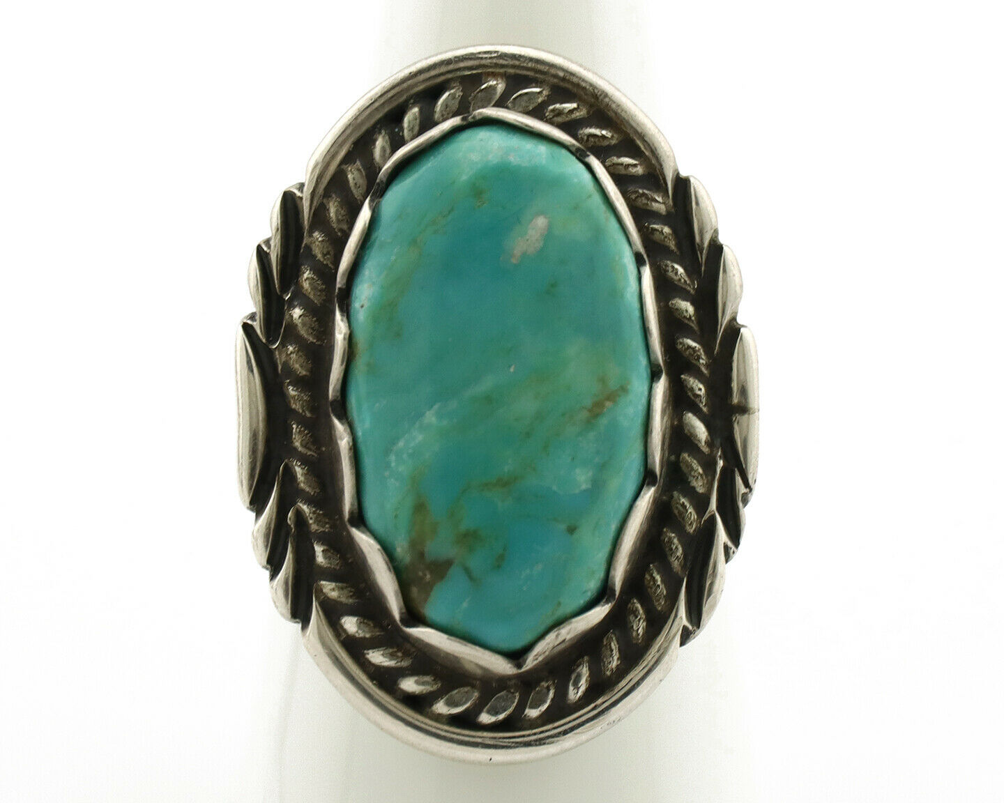 Navajo Ring .925 Silver Turquoise Mountain Apache MFG C.80's