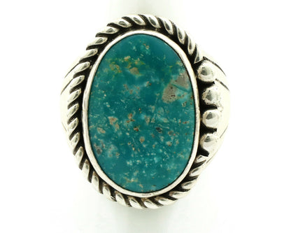 Navajo Ring .925 Silver Morenci Turquoise Artist Signed DZ C.80's