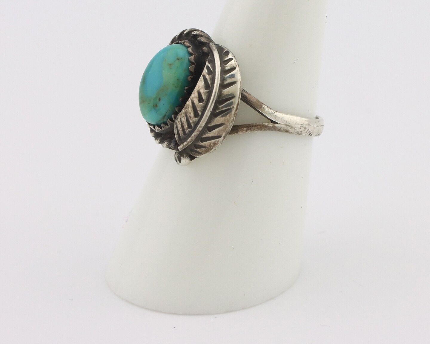Navajo Handmade Ring 925 Silver Kingman Turquoise Native Artist C.80's