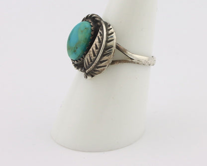 Navajo Handmade Ring 925 Silver Kingman Turquoise Native Artist C.80's
