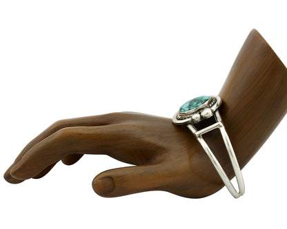 Navajo Bracelet .925 Silver Blue Green Turquoise Artist Signed C Montoya 80's