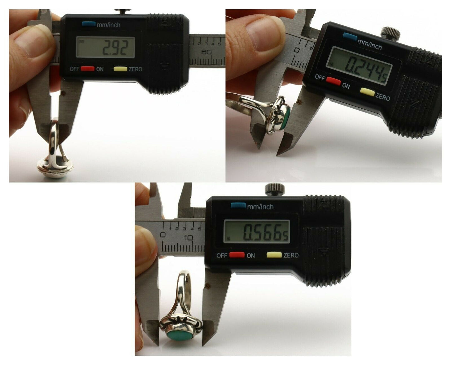 Navajo Ring .925 Silver Kingman Turquoise Artist Signed Gecko C.90's