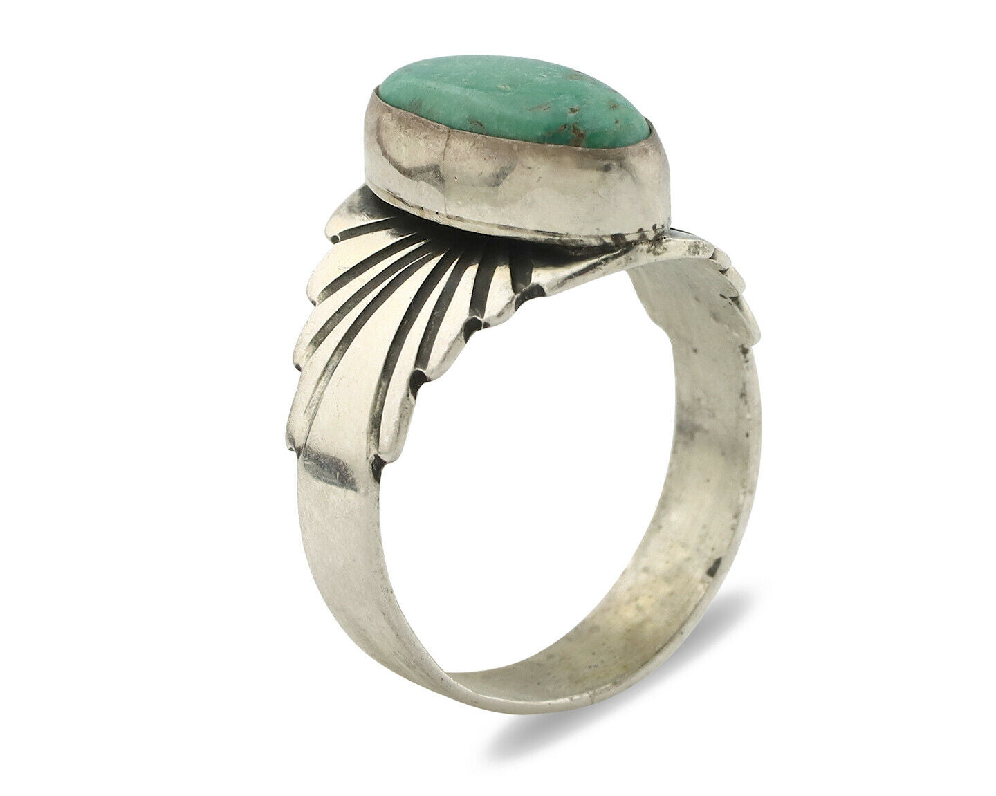 Navajo Ring .925 Silver Kingman Turquoise Artist Signed Apache C.80's