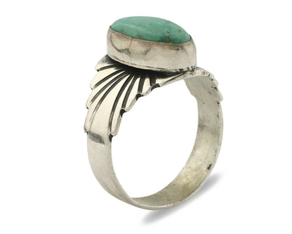Navajo Ring .925 Silver Kingman Turquoise Artist Signed Apache C.80's