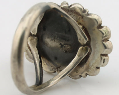 Navajo Ring .925 Silver Natural Mined Turquoise Artist Signed TALHAT C.80's